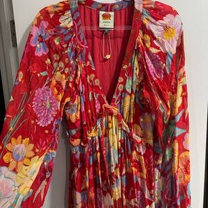 FARM Rio Red and Blue Floral Dress